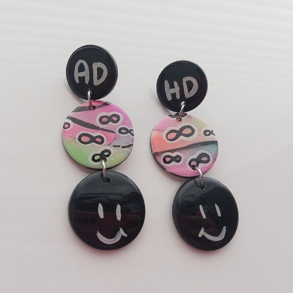 ADHD Awareness Earrings⎟ Handmade ⎟ Polymer Clay Earrings ⎟ Mental Health